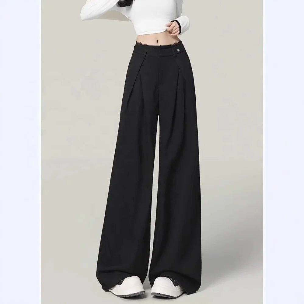 New Design Sense Lace Stitching Wide Leg Pants Women's Spring and Summer Loose Casual Fashion Pants - Zeprah