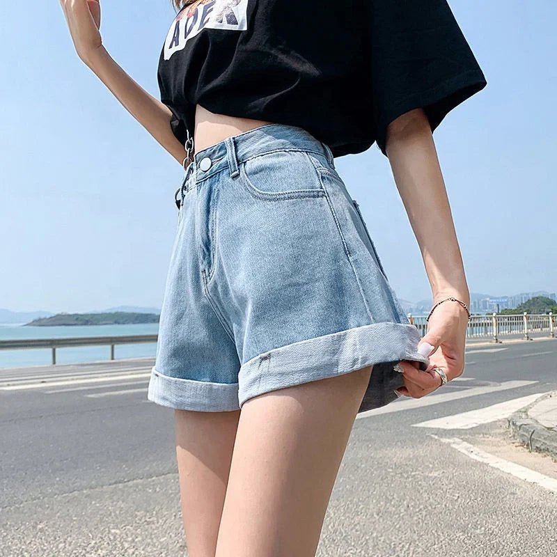 New Design Shorts Fashionable High - waisted Denim Shorts Figure - hugging Women's Short Pants - Zeprah
