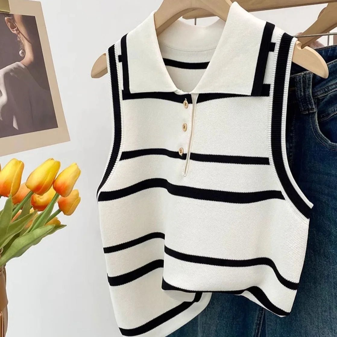 New Design Women Tank Top Ribbed Knitted Turndown Camisole Simple tank - Zeprah