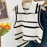 New Design Women Tank Top Ribbed Knitted Turndown Camisole Simple tank - Zeprah