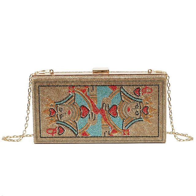 New Dinner Party Fashion Bags Dollar Money Shoulder Bag for Women Luxury Mini Box Purses Handbags Rhinestone Evening Clutches - Zeprah