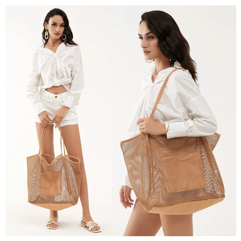 New Eco - Friendly Cotton Mesh Shopping Tote Bags Colorful Net Crochet Reusable Shoulder Unisex with Nylon Lining - Zeprah