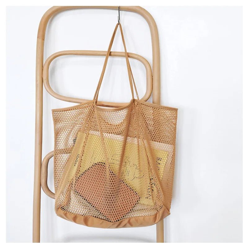 New Eco - Friendly Cotton Mesh Shopping Tote Bags Colorful Net Crochet Reusable Shoulder Unisex with Nylon Lining - Zeprah