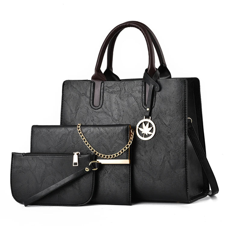 New Fashion Ladies Crossbody Handbags Set Polyester Casual Tote with Letter Decoration - Zeprah