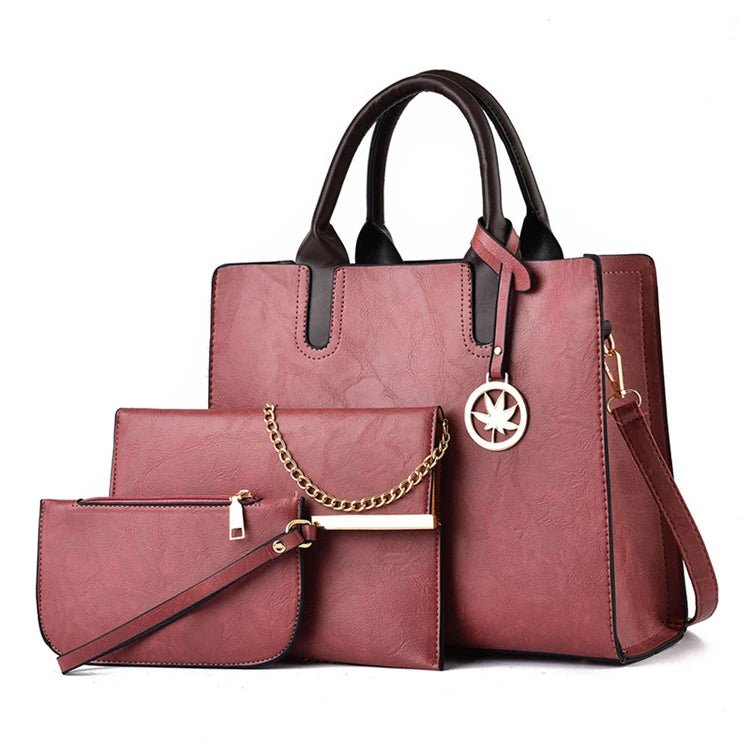 New Fashion Ladies Crossbody Handbags Set Polyester Casual Tote with Letter Decoration - Zeprah