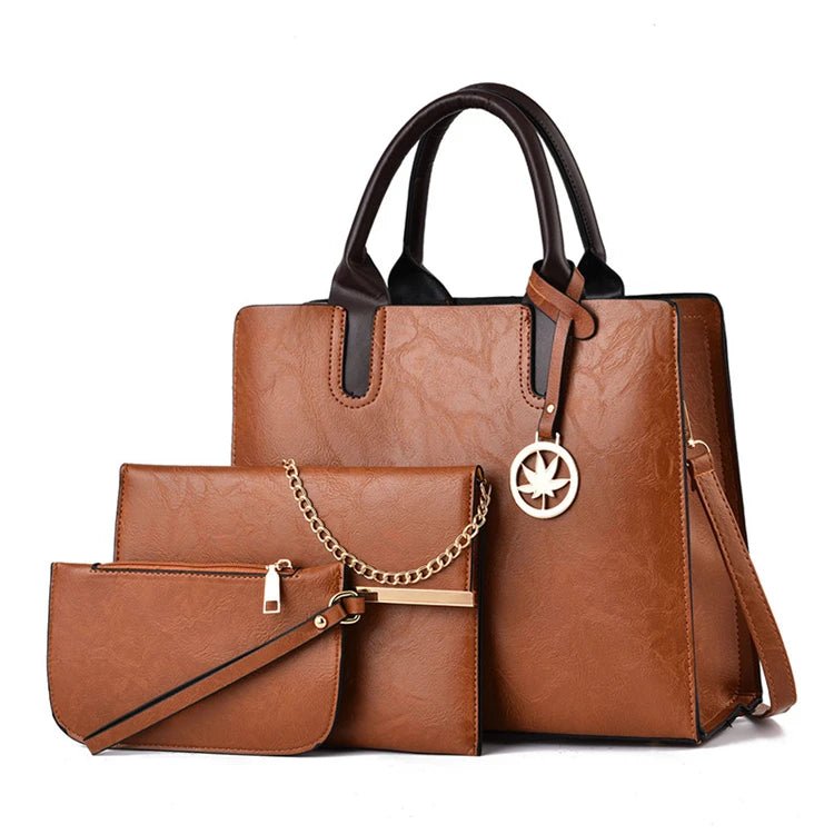 New Fashion Ladies Crossbody Handbags Set Polyester Casual Tote with Letter Decoration - Zeprah