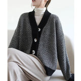 New Fashion Women's V - Neck Casual Autumn Loose Sweater 2025 Women's Spring - Autumn Retro Lazy Vibe Knitwear Cardigan - Zeprah