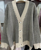 New Fashion Women's V - Neck Casual Autumn Loose Sweater 2025 Women's Spring - Autumn Retro Lazy Vibe Knitwear Cardigan - Zeprah