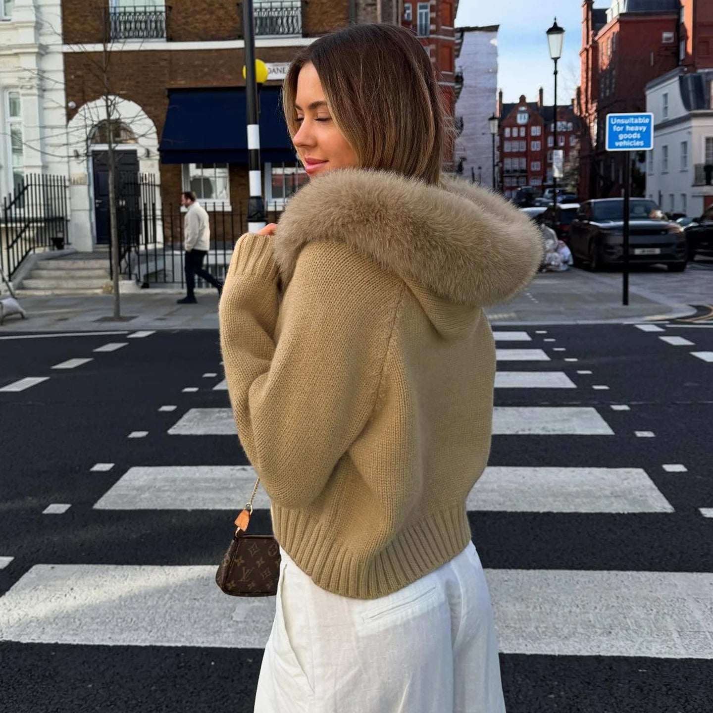 New Furry Breathable 100% Polyester Crocheted Winter Hooded Cardigan Women Simple Style Solid Knit Zip up Casual Sweater - Zeprah