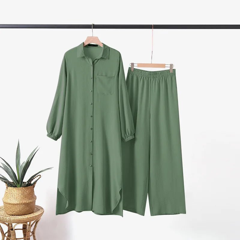 New Islamic Clothing Muslim Casual Women's Long Sleeved Jilbab Khimar 2 Piece Set Abaya Women Dress - Zeprah