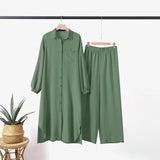New Islamic Clothing Muslim Casual Women's Long Sleeved Jilbab Khimar 2 Piece Set Abaya Women Dress - Zeprah