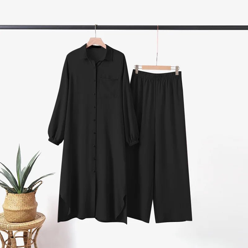 New Islamic Clothing Muslim Casual Women's Long Sleeved Jilbab Khimar 2 Piece Set Abaya Women Dress - Zeprah
