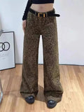 New Leopard Print High - Waisted Denim Pants Women's Retro Casual Long Pants Jeans - Zeprah