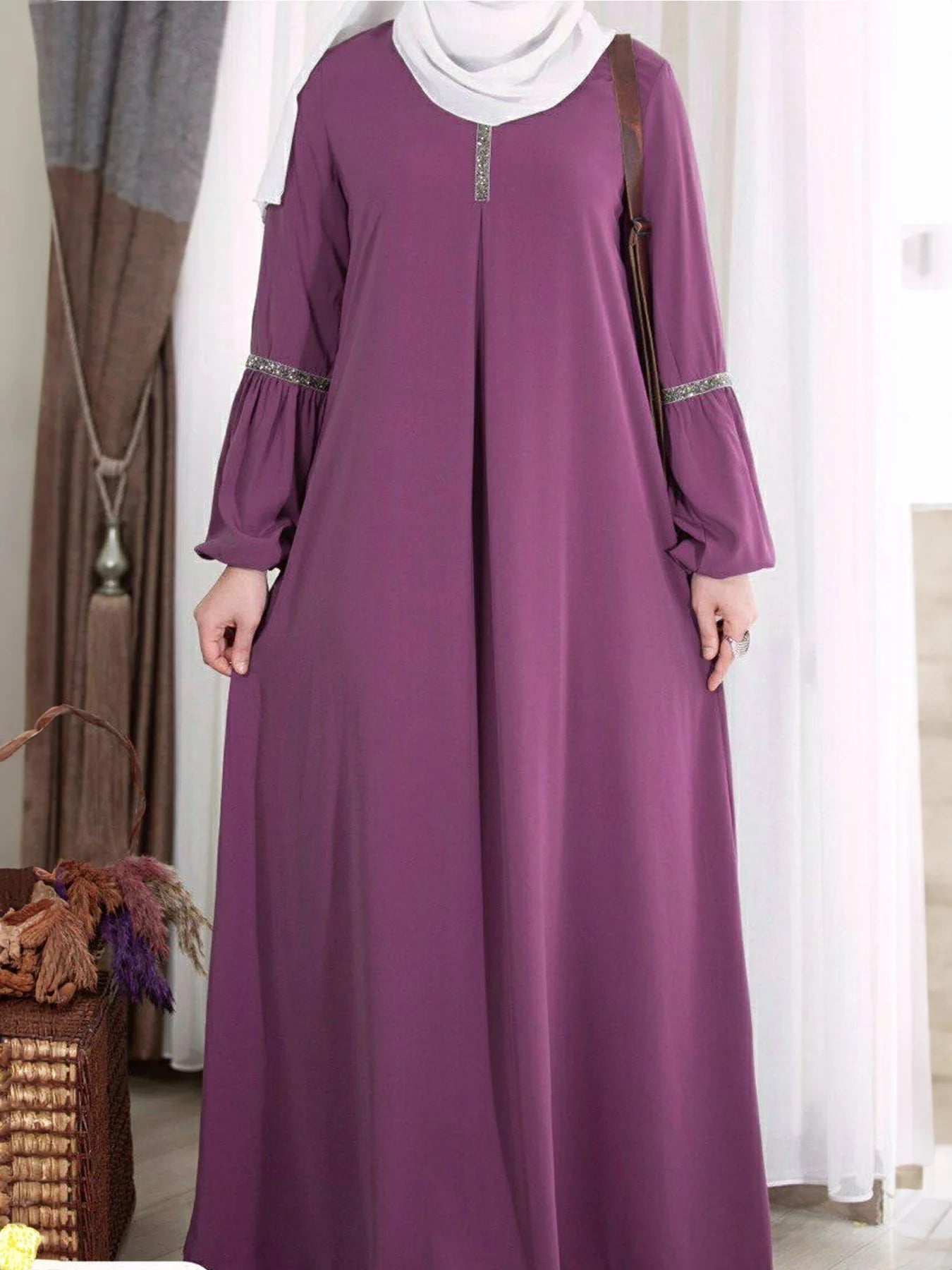 New Maxi Ladies Modest Closed Abaya Anti - Static and Breathable Hijab Dress for Spring Inspired by Dubai and Turkey - Zeprah