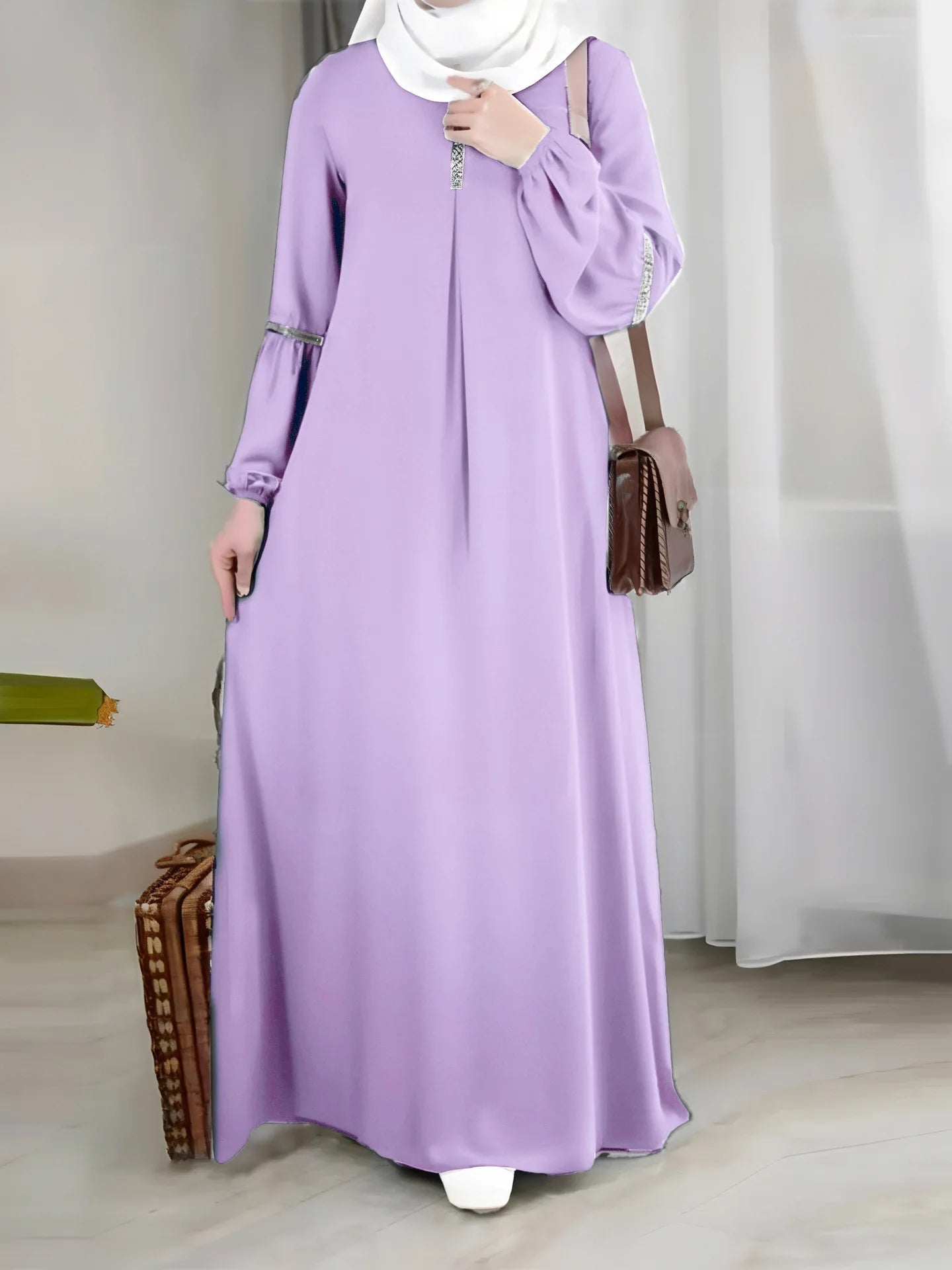 New Maxi Ladies Modest Closed Abaya Anti - Static and Breathable Hijab Dress for Spring Inspired by Dubai and Turkey - Zeprah