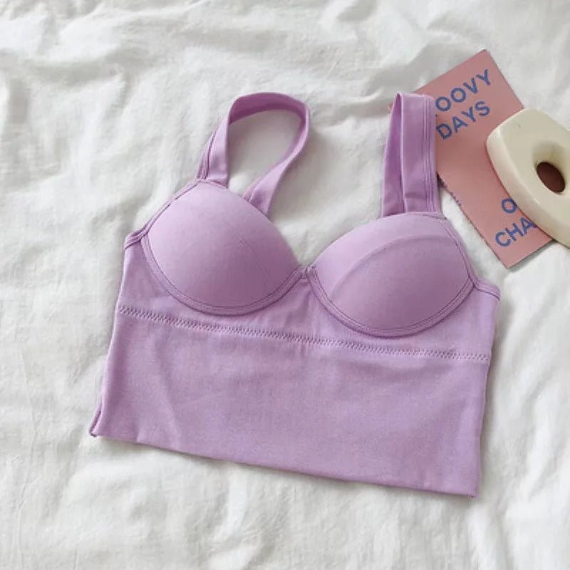 New Product Ideas Padded Spacer Cotton Halters Women's tank Tops Seamless Push up Bra - Zeprah