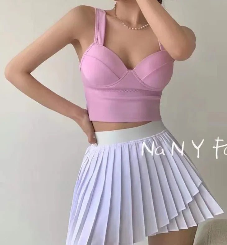 New Product Ideas Padded Spacer Cotton Halters Women's tank Tops Seamless Push up Bra - Zeprah