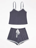 New Sexy Lingerie Women's Summer Spring Homewear Nightgowns Strappy Lace Two - piece Thin Polyester - Zeprah