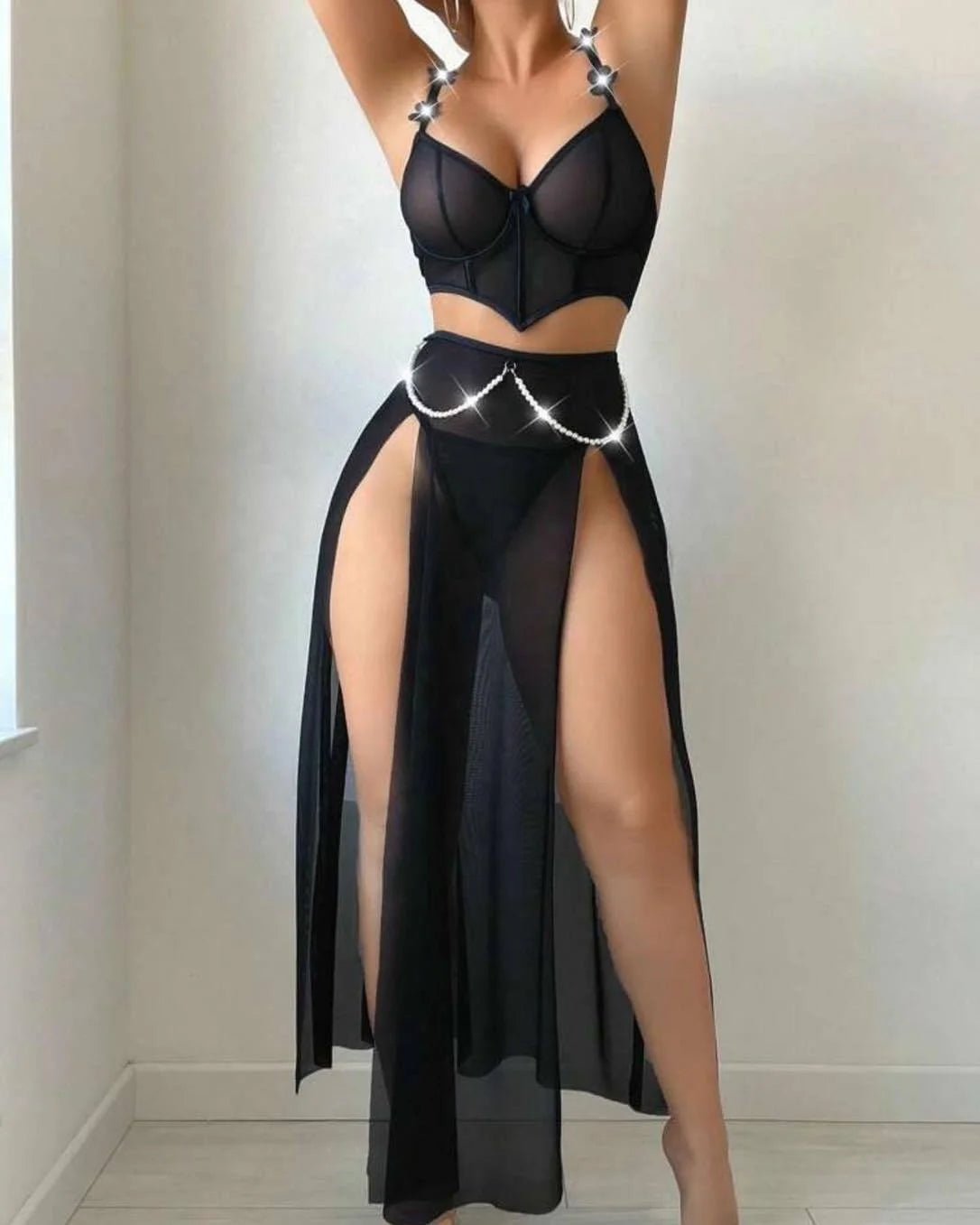 New Sexy Underwear Temptation Fishbone Mesh Sexy Perspective Gathered Sexy Lingeries - Zeprah