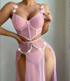 New Sexy Underwear Temptation Fishbone Mesh Sexy Perspective Gathered Sexy Lingeries - Zeprah