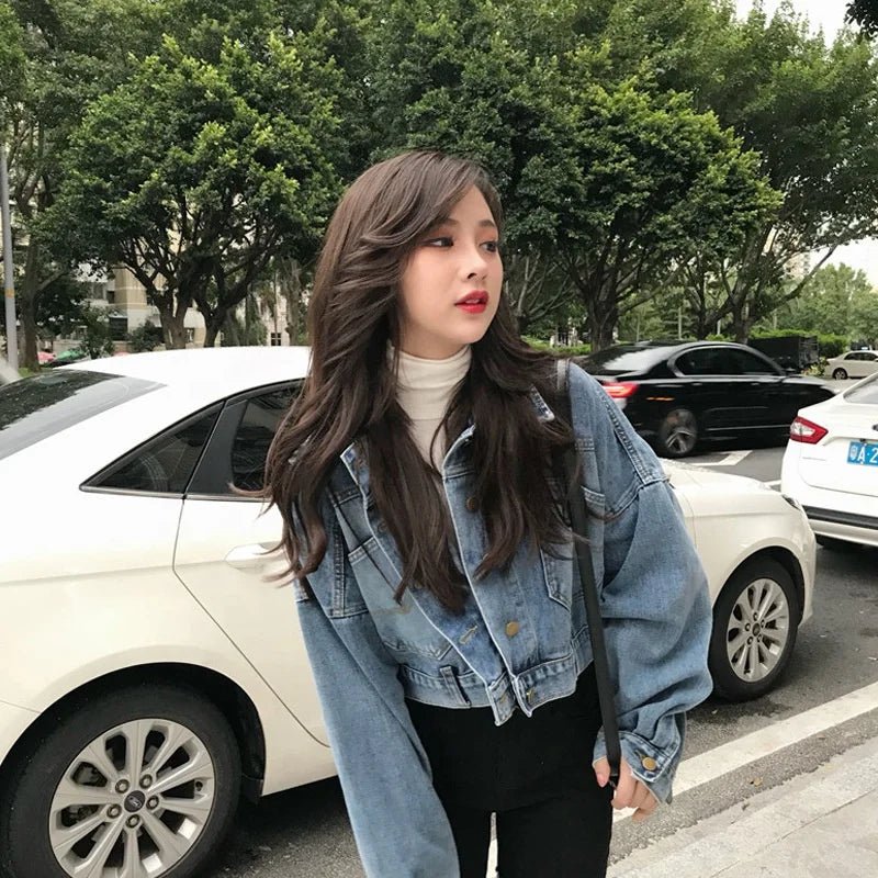 New Spring and Autumn Vintage Denim Jacket Women's Korean Style Loose Short All - match Jacket Top - Zeprah