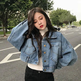 New Spring and Autumn Vintage Denim Jacket Women's Korean Style Loose Short All - match Jacket Top - Zeprah