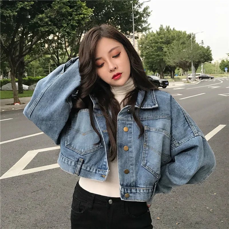 New Spring and Autumn Vintage Denim Jacket Women's Korean Style Loose Short All - match Jacket Top - Zeprah