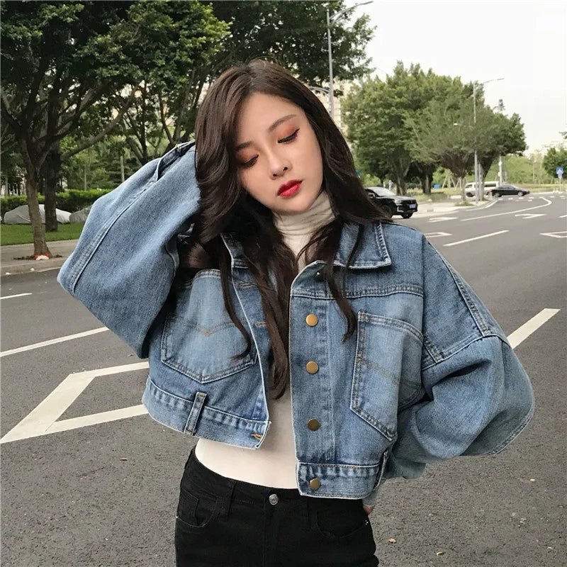 New Spring and Autumn Vintage Denim Jacket Women's Korean Style Loose Short All - match Jacket Top - Zeprah