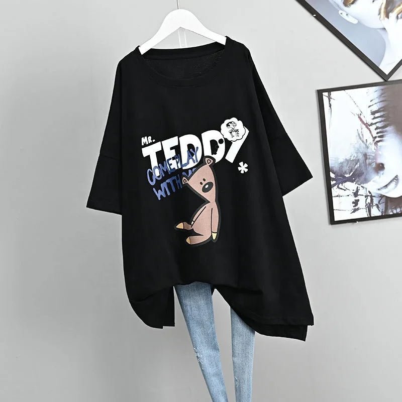 New Spring and Summer Plus Size Loose Short - sleeved T-shirt Women's Korean - style Mid - length Belly Covering Top for Women - Zeprah
