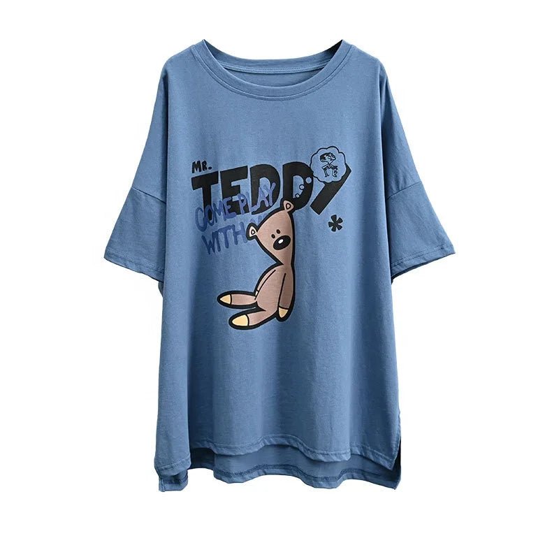 New Spring and Summer Plus Size Loose Short - sleeved T-shirt Women's Korean - style Mid - length Belly Covering Top for Women - Zeprah