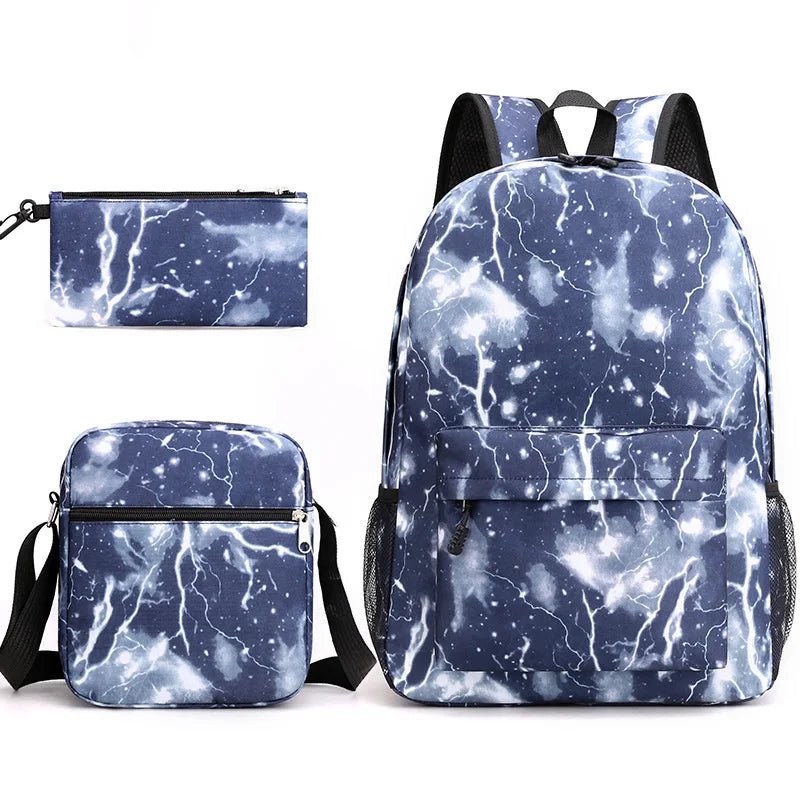 New Starry Sky Three - Piece Student Backpack USB Anti - Theft Waterproof Features for Junior High School Students - Zeprah