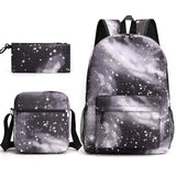 New Starry Sky Three - Piece Student Backpack USB Anti - Theft Waterproof Features for Junior High School Students - Zeprah