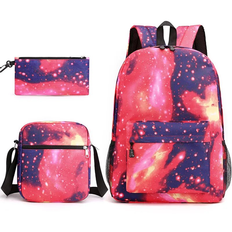 New Starry Sky Three - Piece Student Backpack USB Anti - Theft Waterproof Features for Junior High School Students - Zeprah