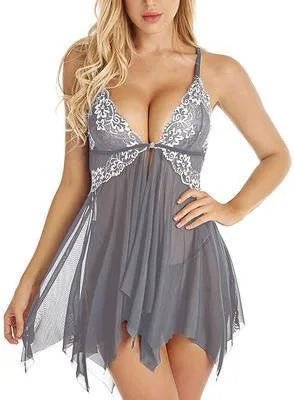 New Style European American Sexy Camisole Dress Hot Lace Trim Semi - Transparent Mesh Made Spandex - Zeprah