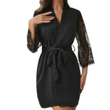 New Style Loungewear for Lingerie Pajamas European American Satin Silk Sexy Home Sleep Dress Elastic Waist - Zeprah