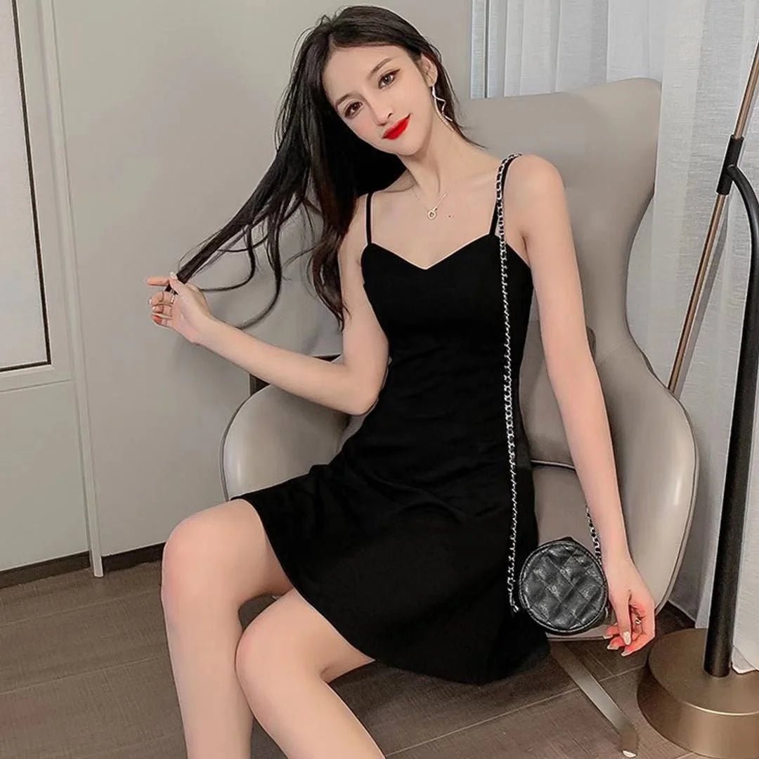 New Summer Dress Women's Inner Base Slimming Strap A - line Skirt Hepburn Small Black Skirt for Small Men - Zeprah