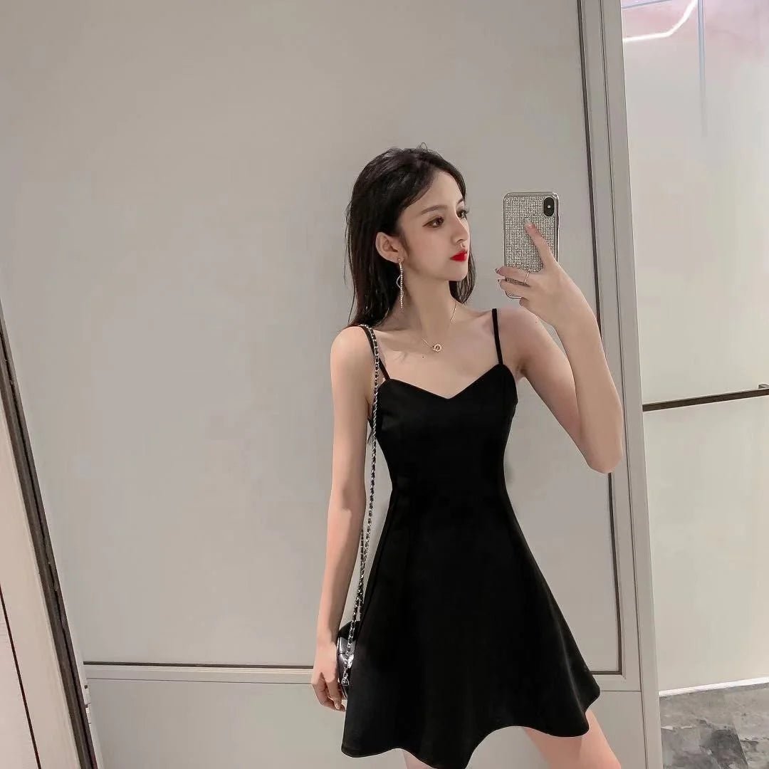 New Summer Dress Women's Inner Base Slimming Strap A - line Skirt Hepburn Small Black Skirt for Small Men - Zeprah
