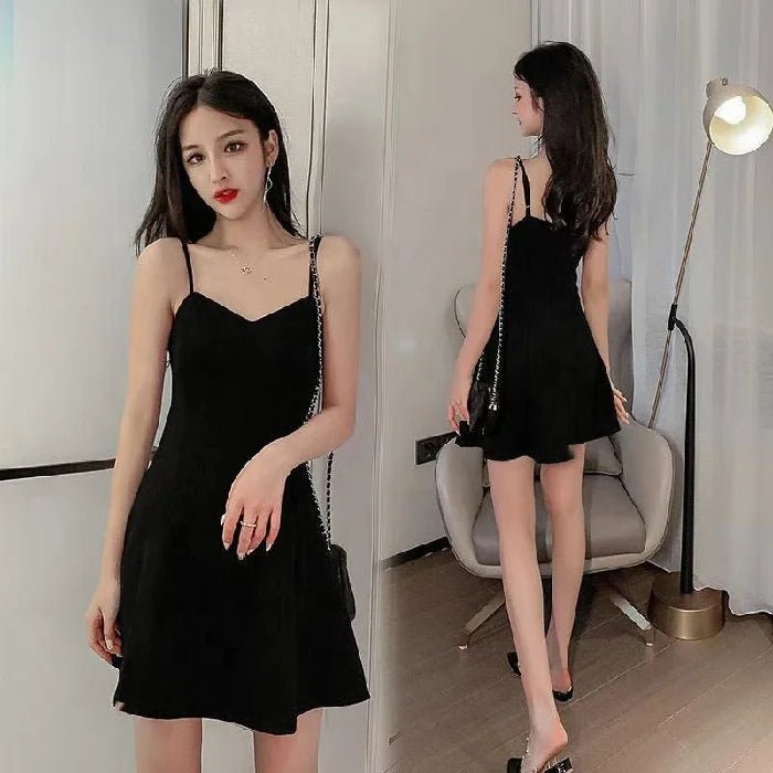 New Summer Dress Women's Inner Base Slimming Strap A - line Skirt Hepburn Small Black Skirt for Small Men - Zeprah