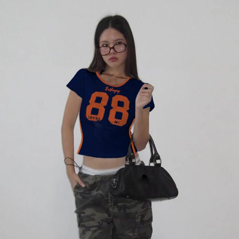 New Women's Casual Summer Breathable Eco - Friendly Knitted Crew Neck Short Sleeve Slim Fit Striped Digital Print Color Block - Zeprah