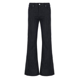 New Women's Mid Flat Straight Leg Eco - Friendly Vintage Patchwork Trousers Black Retro Dress Pants Office High Quality - Zeprah