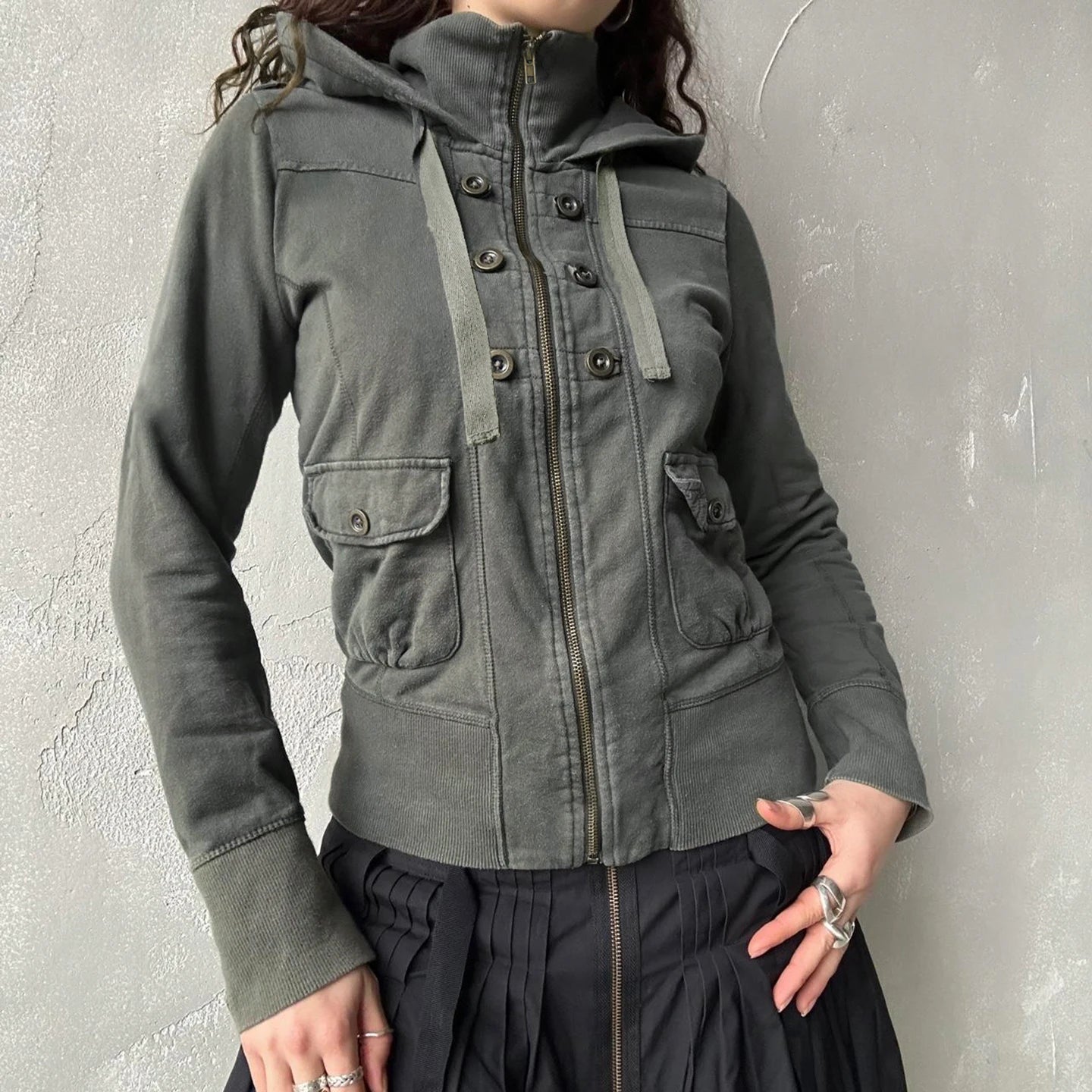 New Women's Winter Knitted Eco - Friendly Windproof Zip - Up Hoodie with Button Decoration Plain Dyed Casual Jacket - Zeprah