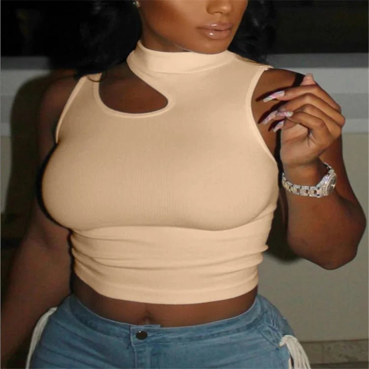 Off - shoulder Cotton Vest Slim - fit Women Elastic Sleeveless Vest Gym Sport Fashion Cami Tank Top - Zeprah