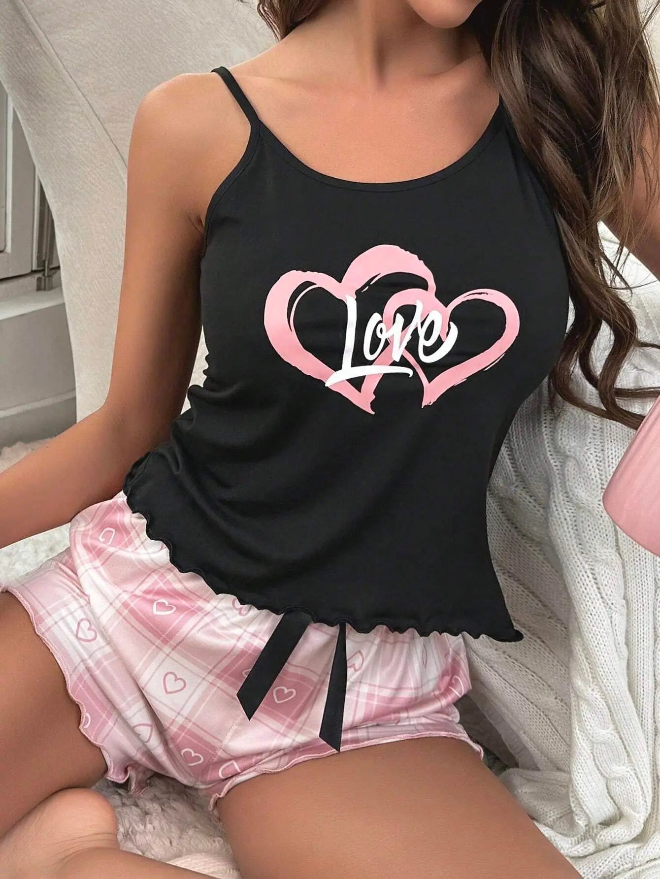 Outerwear Pajamas European American Sexy Positioning Printed Milk Silk Camisole Shorts Elastic Waist Summer Breathable Casual - Zeprah