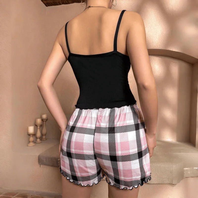 Outerwear Pajamas European American Sexy Positioning Printed Milk Silk Camisole Shorts Elastic Waist Summer Breathable Casual - Zeprah