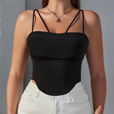 Corset-Hem Strappy Cami Crop Top