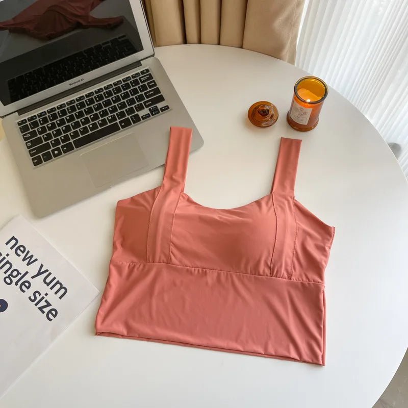 Pad Solid Seamless Vest Women's Underwear Camisoles Women's tank Tops Crop Top - Zeprah