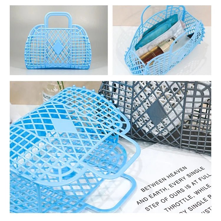 Personalized Vintage Foldable Waterproof Beach Bag Jelly Basket Unisex Wedding Party Favor Bags - Zeprah