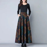 Plaid Skirt A - Line Skirt Large Swing Long Skirt Mid - length Skirt Women's Autumn and Winter New Large Size Women's Skirt - Zeprah