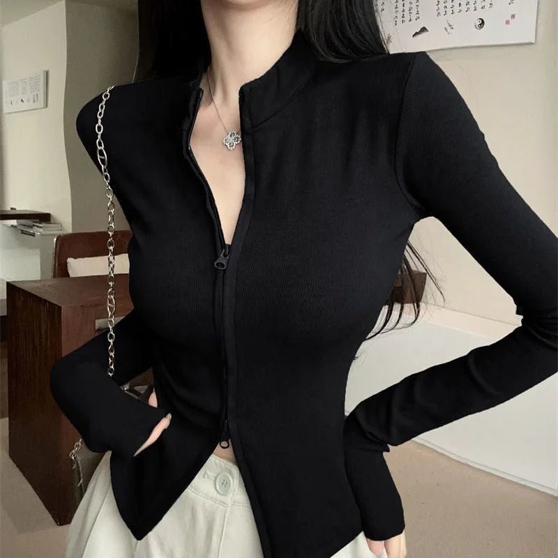 Plain Cardigan Spring and Autumn High - end Top Half - high Collar Outer Wear - Zeprah