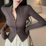 Plain Cardigan Spring and Autumn High - end Top Half - high Collar Outer Wear - Zeprah